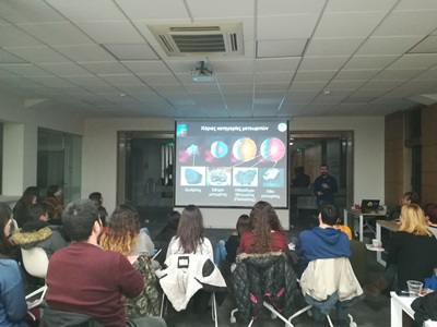 Dr. Ioannis Baziotis talks to students about his experience with NASA