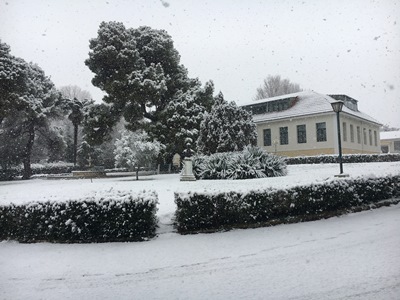 Ονειρεμένο το χιονισμένο campus της Σχολής